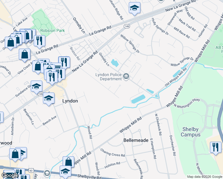 map of restaurants, bars, coffee shops, grocery stores, and more near 400 Leyton Avenue in Louisville