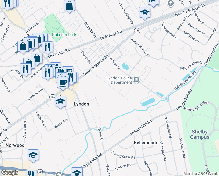 map of restaurants, bars, coffee shops, grocery stores, and more near 415 Leyton Avenue in Louisville