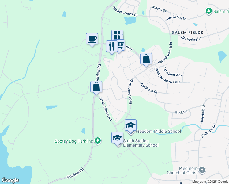 map of restaurants, bars, coffee shops, grocery stores, and more near 10022 Gander Court in Fredericksburg