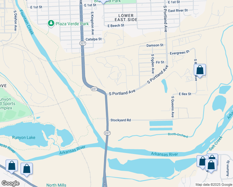 map of restaurants, bars, coffee shops, grocery stores, and more near in Pueblo