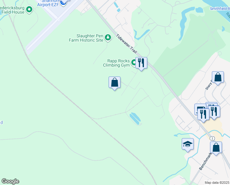 map of restaurants, bars, coffee shops, grocery stores, and more near 10950 Pierson Drive in Fredericksburg
