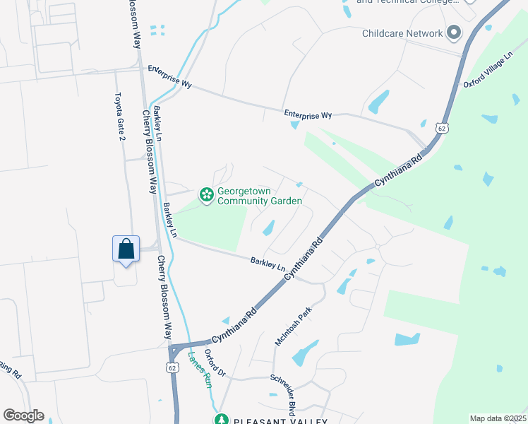 map of restaurants, bars, coffee shops, grocery stores, and more near 2212 Cynthiana Road in Georgetown