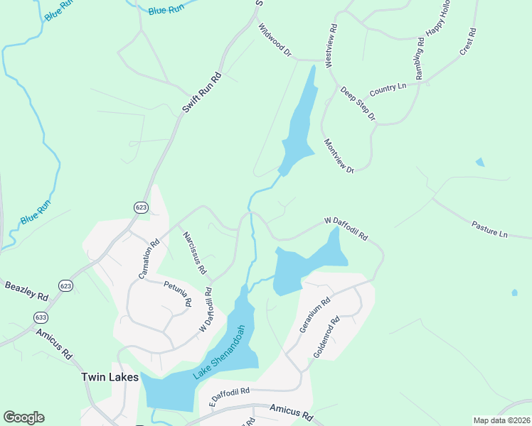 map of restaurants, bars, coffee shops, grocery stores, and more near 926-1078 West Daffodil Road in Ruckersville