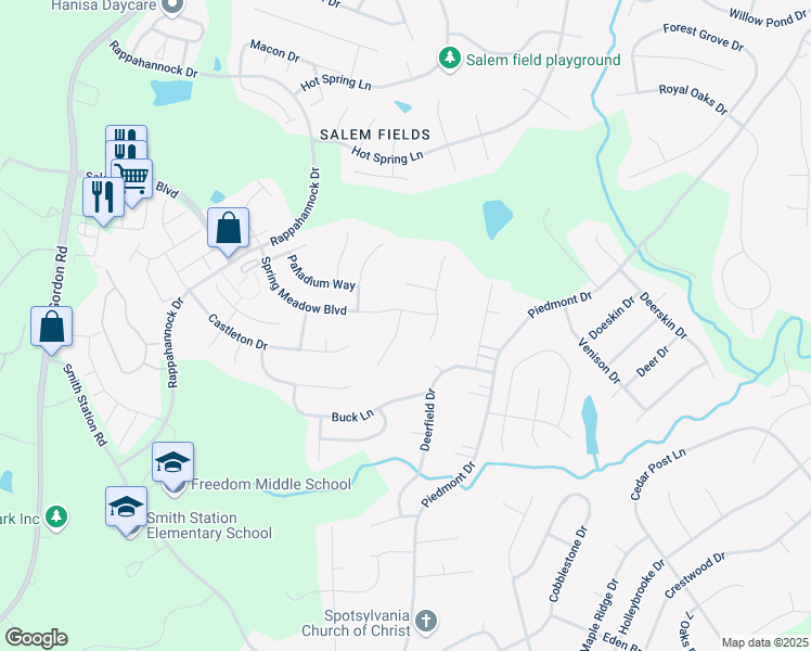 map of restaurants, bars, coffee shops, grocery stores, and more near 10915 Jarvis Court in Fredericksburg