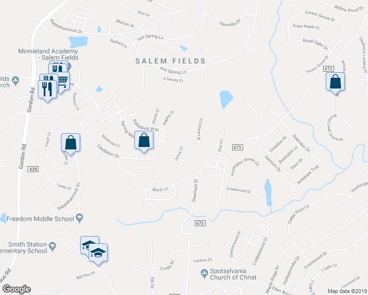 map of restaurants, bars, coffee shops, grocery stores, and more near 10915 Jarvis Court in Fredericksburg