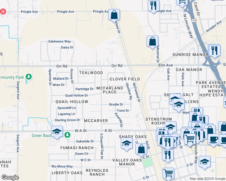 map of restaurants, bars, coffee shops, grocery stores, and more near 81 Lorna Way in Galt