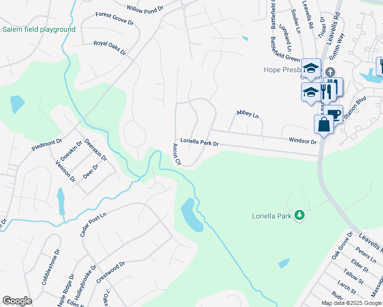 map of restaurants, bars, coffee shops, grocery stores, and more near 11001 Surry Woods Court in Fredericksburg