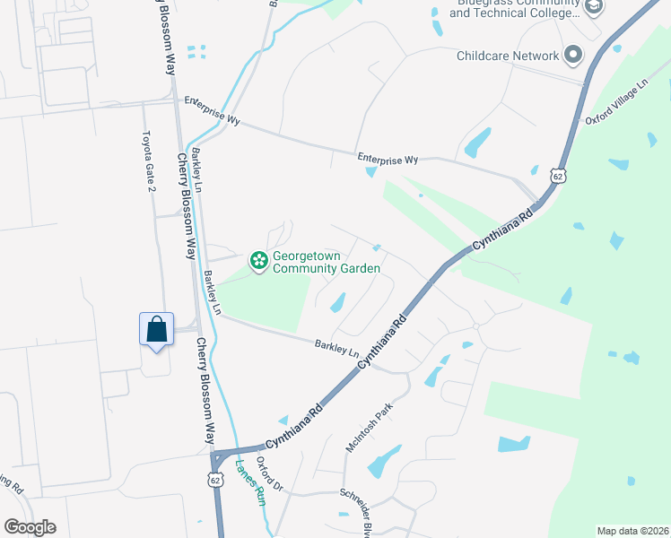 map of restaurants, bars, coffee shops, grocery stores, and more near 2212 Cynthiana Road in Georgetown