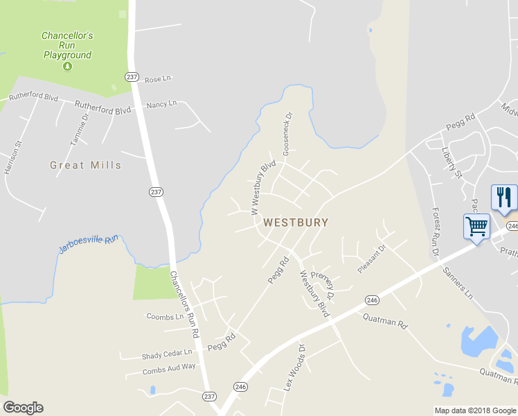 map of restaurants, bars, coffee shops, grocery stores, and more near 46010 Westbury Boulevard in Lexington Park