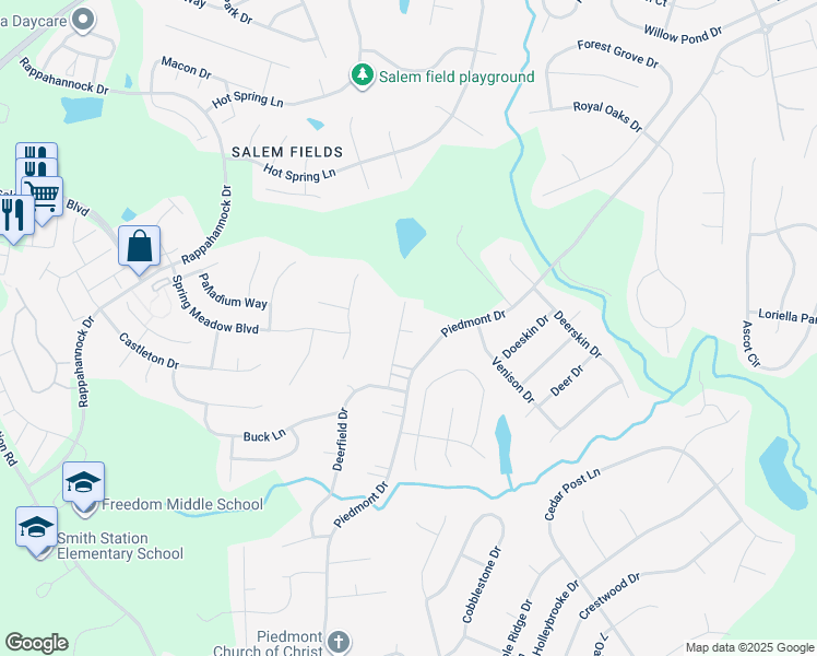 map of restaurants, bars, coffee shops, grocery stores, and more near 11013 Doe Circle in Fredericksburg