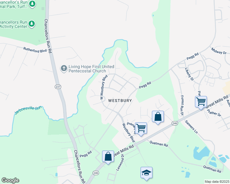 map of restaurants, bars, coffee shops, grocery stores, and more near 21375 Lookout Drive in Lexington Park