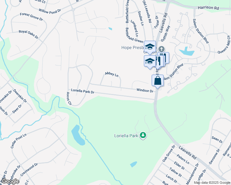 map of restaurants, bars, coffee shops, grocery stores, and more near 6031 Loriella Park Drive in Fredericksburg