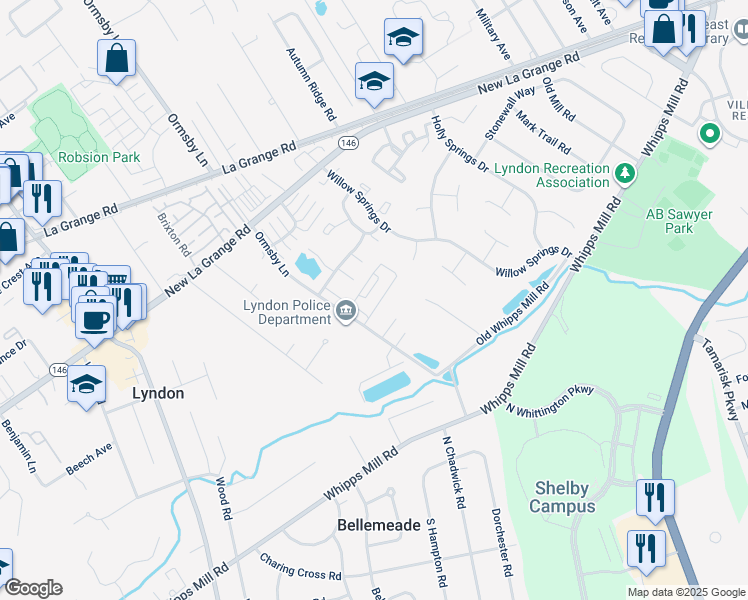 map of restaurants, bars, coffee shops, grocery stores, and more near 8462 Easton Commons Drive in Lyndon