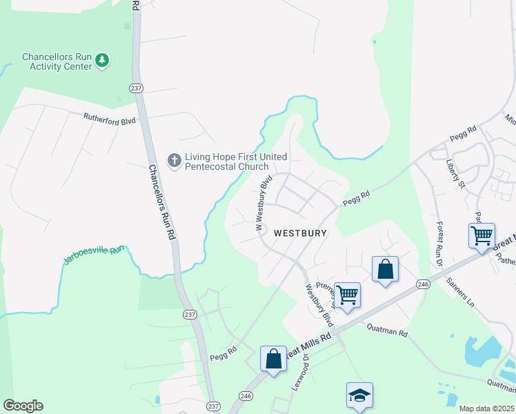map of restaurants, bars, coffee shops, grocery stores, and more near 46021 West Westbury Boulevard in Lexington Park