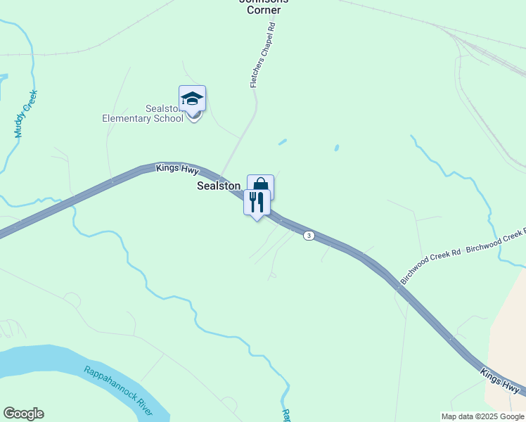 map of restaurants, bars, coffee shops, grocery stores, and more near 1136 Kings Highway in Shiloh