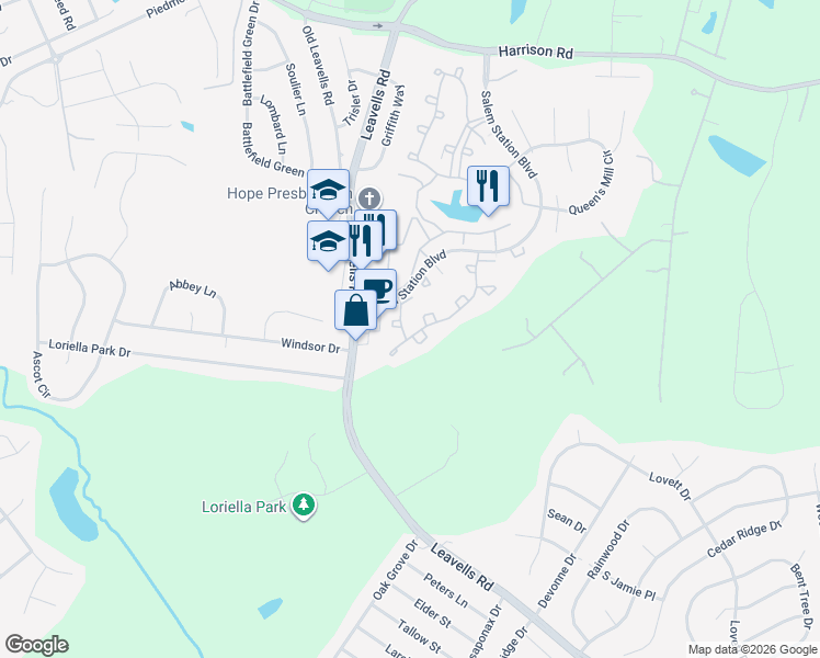map of restaurants, bars, coffee shops, grocery stores, and more near 11012 Salem Village Drive in Fredericksburg