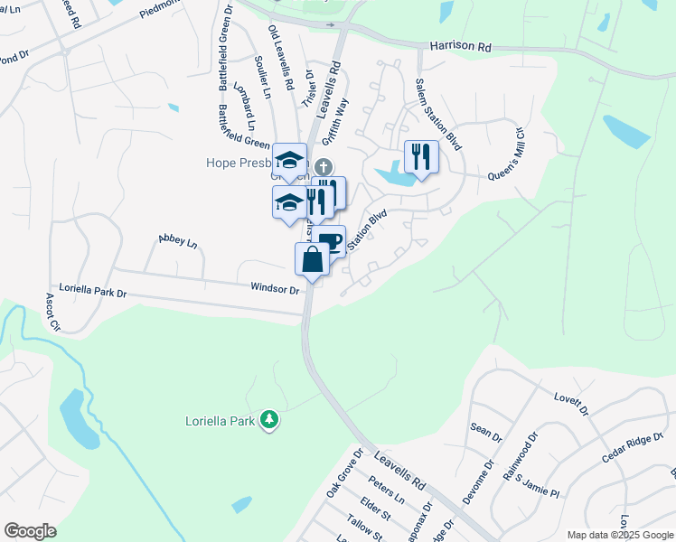map of restaurants, bars, coffee shops, grocery stores, and more near 11017 Thaxton Place in Fredericksburg