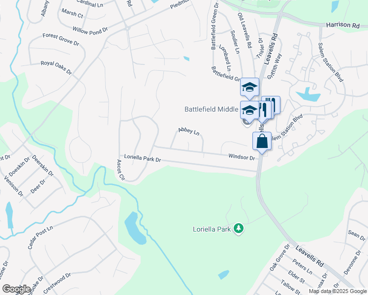 map of restaurants, bars, coffee shops, grocery stores, and more near 6109 Windsor Drive in Fredericksburg