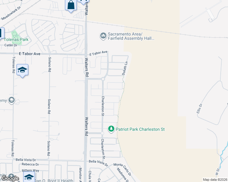 map of restaurants, bars, coffee shops, grocery stores, and more near 1676 McGuire Circle in Suisun City