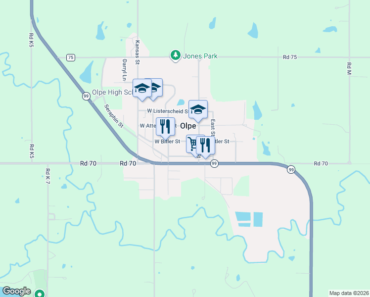 map of restaurants, bars, coffee shops, grocery stores, and more near in 
