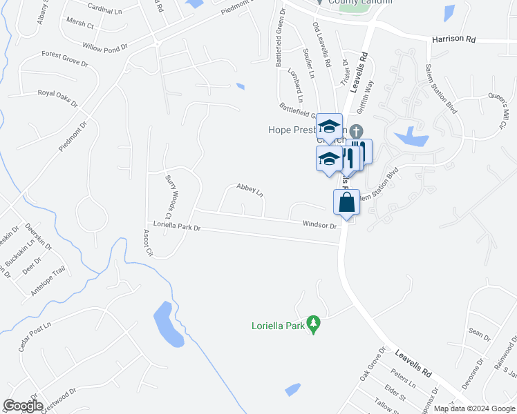 map of restaurants, bars, coffee shops, grocery stores, and more near 11002 Abbey Lane in Fredericksburg