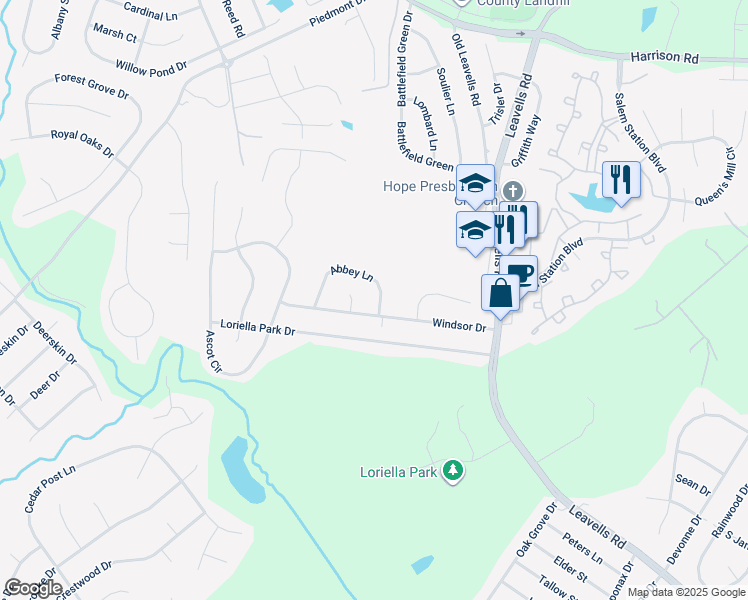 map of restaurants, bars, coffee shops, grocery stores, and more near 11002 Abbey Lane in Fredericksburg