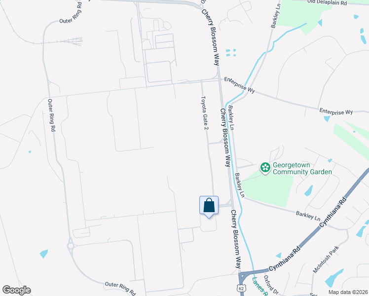 map of restaurants, bars, coffee shops, grocery stores, and more near 1001 Cherry Blossom Way in Georgetown