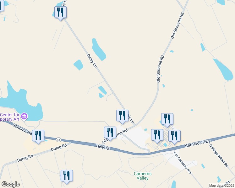 map of restaurants, bars, coffee shops, grocery stores, and more near 1048 Dealy Lane in Napa