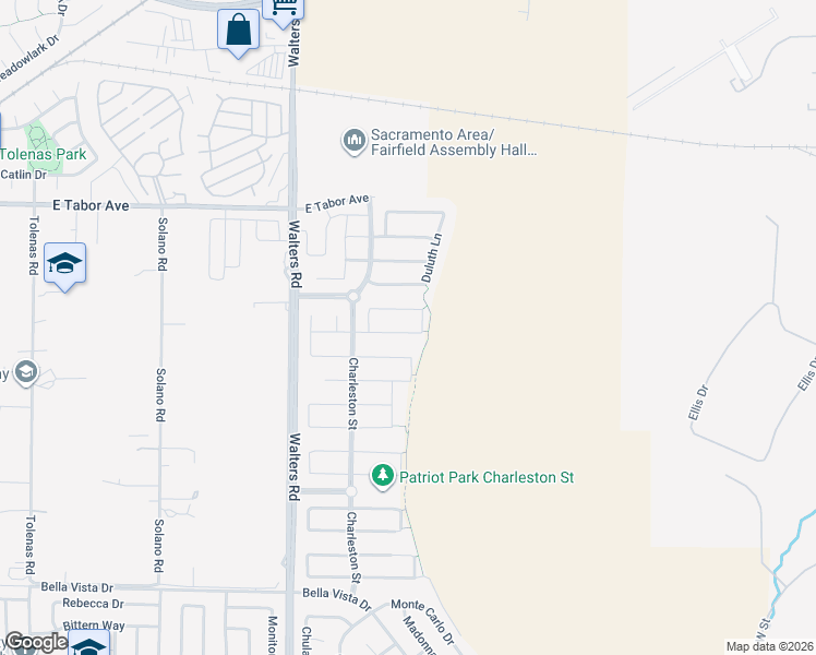 map of restaurants, bars, coffee shops, grocery stores, and more near 1641 Tucson Circle in Suisun City