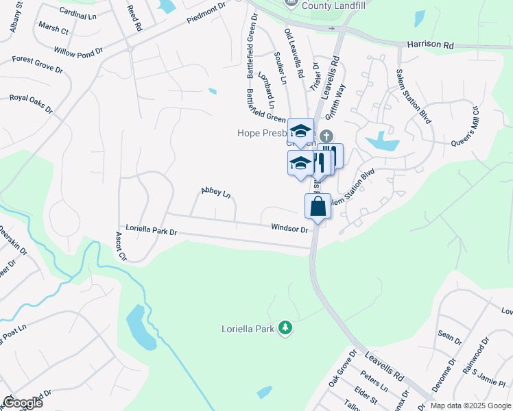 map of restaurants, bars, coffee shops, grocery stores, and more near 6023 Cathedral Road in Fredericksburg