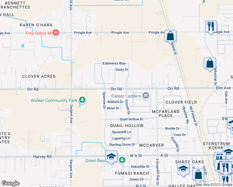 map of restaurants, bars, coffee shops, grocery stores, and more near 217 Sandpiper Drive in Galt