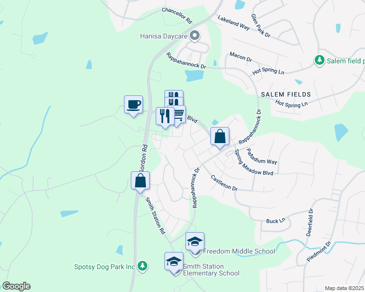 map of restaurants, bars, coffee shops, grocery stores, and more near 11012 Scottwood Lane in Fredericksburg