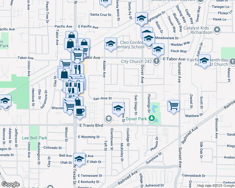 map of restaurants, bars, coffee shops, grocery stores, and more near 452 San Marco Street in Fairfield