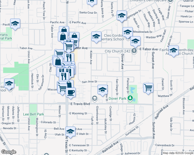 map of restaurants, bars, coffee shops, grocery stores, and more near 404 San Marco Street in Fairfield