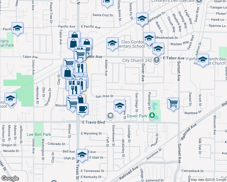 map of restaurants, bars, coffee shops, grocery stores, and more near 404 San Marco Street in Fairfield