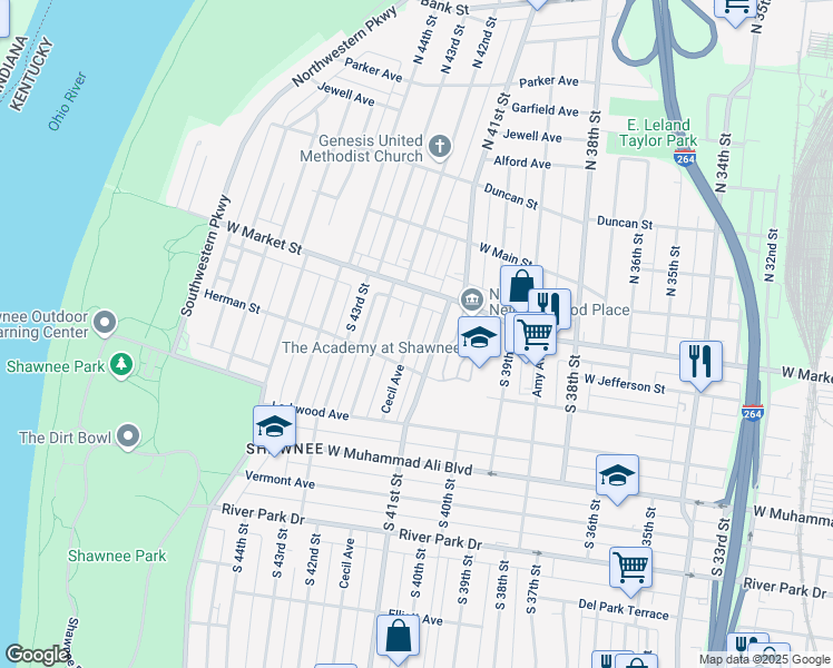 map of restaurants, bars, coffee shops, grocery stores, and more near 231 Cecil Avenue in Louisville