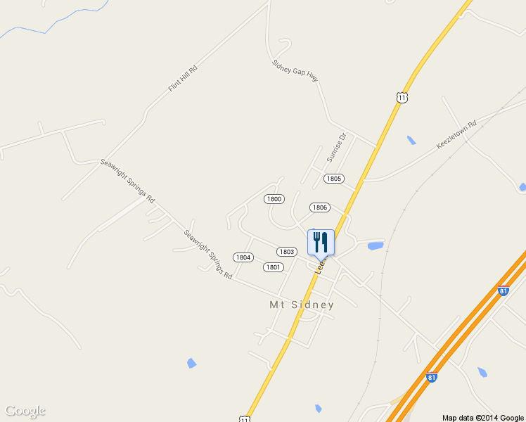 map of restaurants, bars, coffee shops, grocery stores, and more near 132 Valley View Avenue in Mount Sidney