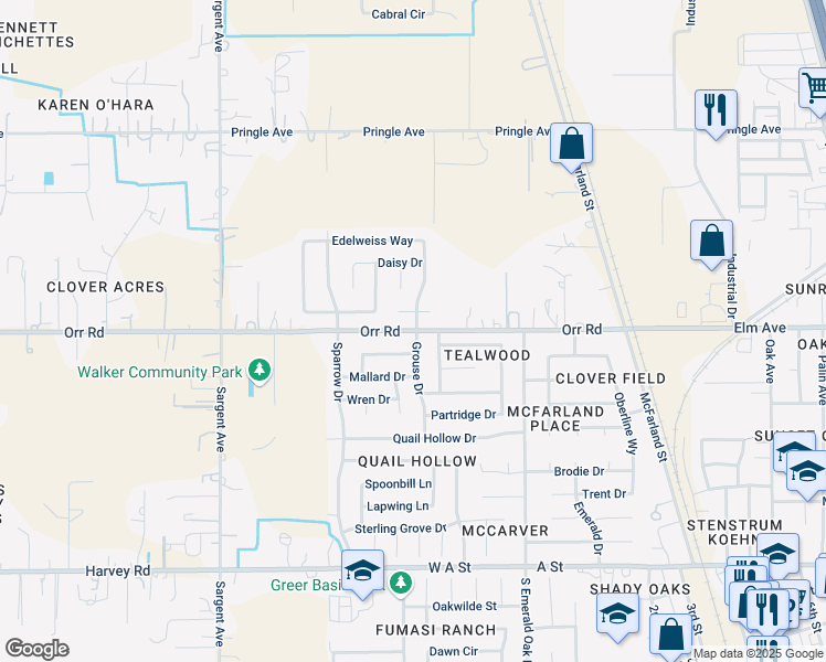 map of restaurants, bars, coffee shops, grocery stores, and more near 248 Orr Road in Galt