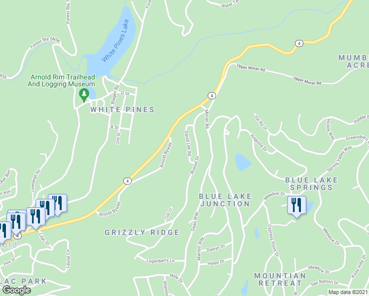 map of restaurants, bars, coffee shops, grocery stores, and more near 236 David Lee Road in Arnold