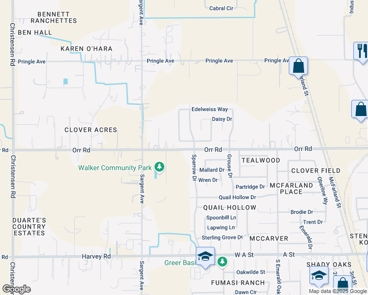 map of restaurants, bars, coffee shops, grocery stores, and more near 408 Geranium Circle in Galt