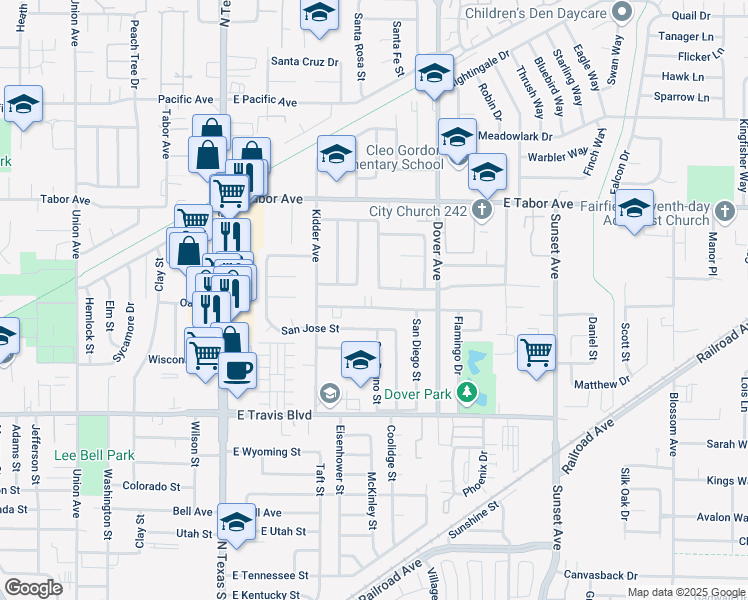map of restaurants, bars, coffee shops, grocery stores, and more near 452 San Marco Street in Fairfield