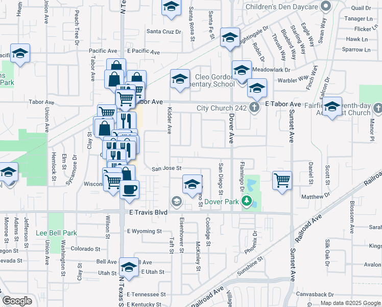 map of restaurants, bars, coffee shops, grocery stores, and more near 452 San Marco Street in Fairfield