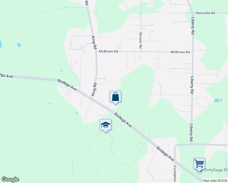 map of restaurants, bars, coffee shops, grocery stores, and more near 4960 Bodega Avenue in Petaluma
