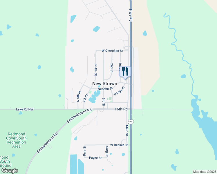 map of restaurants, bars, coffee shops, grocery stores, and more near in New Strawn
