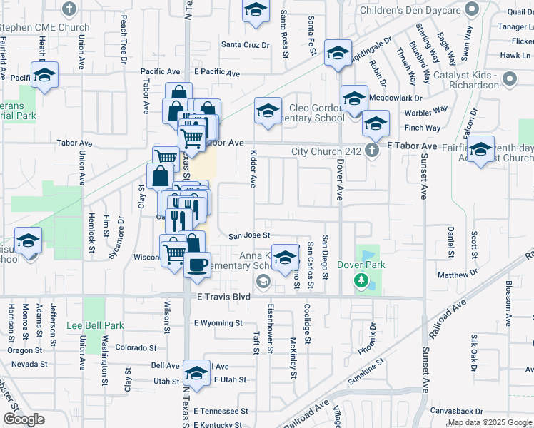 map of restaurants, bars, coffee shops, grocery stores, and more near 404 San Marco Street in Fairfield