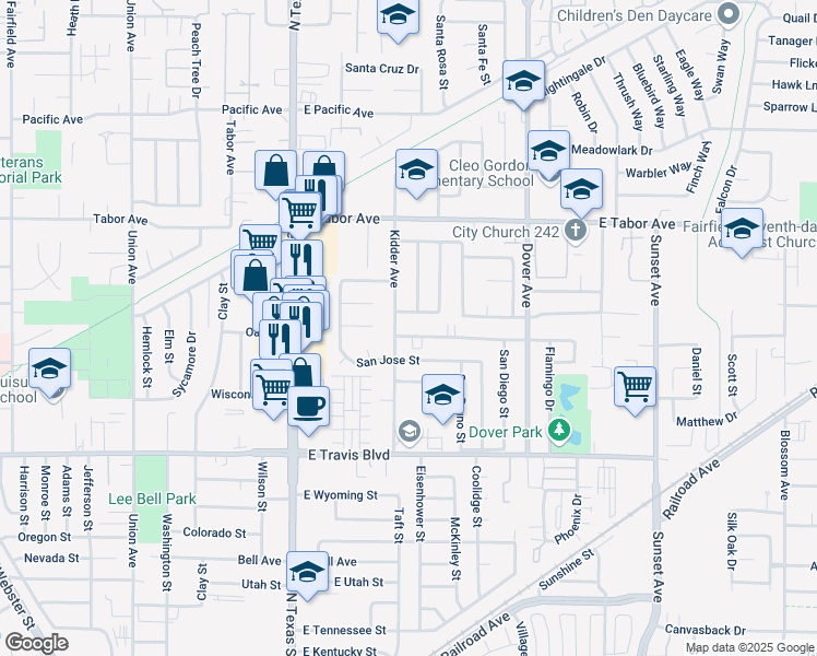 map of restaurants, bars, coffee shops, grocery stores, and more near 404 San Marco Street in Fairfield