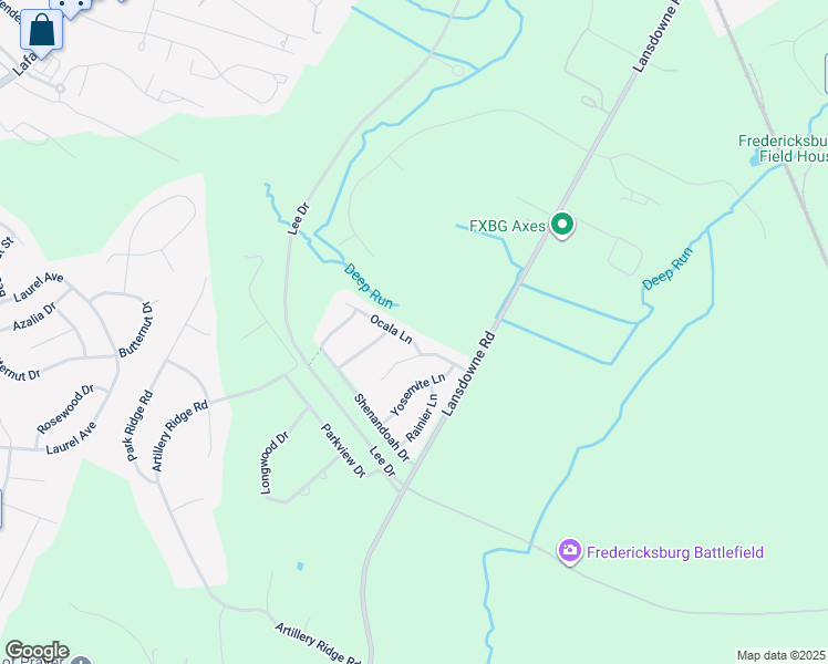 map of restaurants, bars, coffee shops, grocery stores, and more near 28 Ocala Lane in Fredericksburg