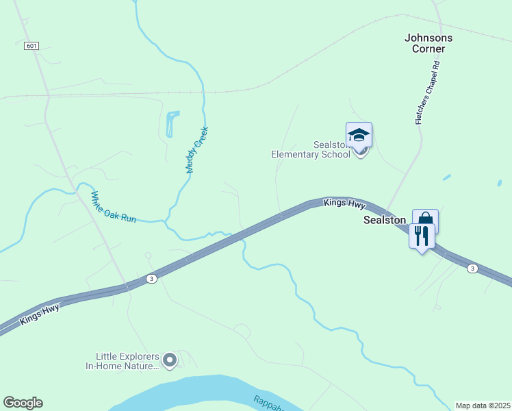 map of restaurants, bars, coffee shops, grocery stores, and more near 359 Kings Highway in King George