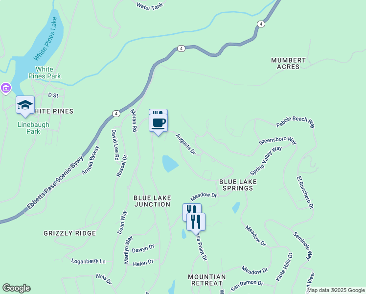 map of restaurants, bars, coffee shops, grocery stores, and more near 446 Augusta Drive in Arnold