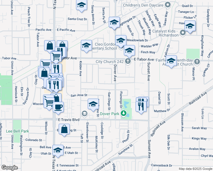 map of restaurants, bars, coffee shops, grocery stores, and more near 530 San Marco Street in Fairfield